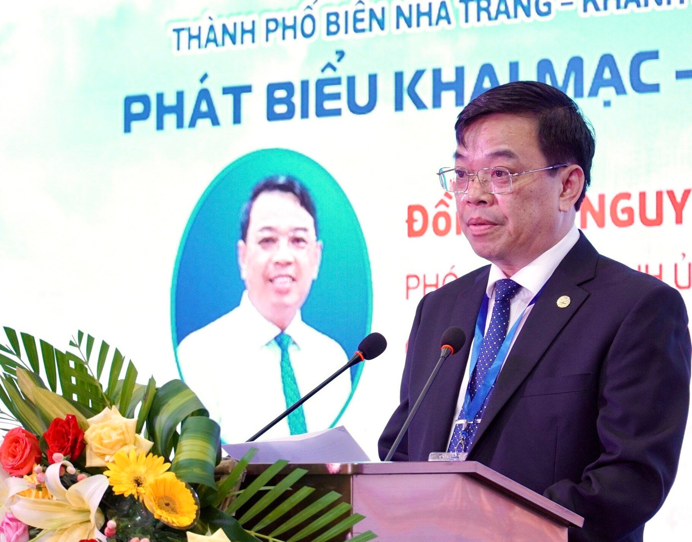 Ông Nguyễn Sỹ Khánh - Chủ tịch UBND TP. Nha Trang, phát biểu khai mạc hội thảo: Ảnh: T.Đ.