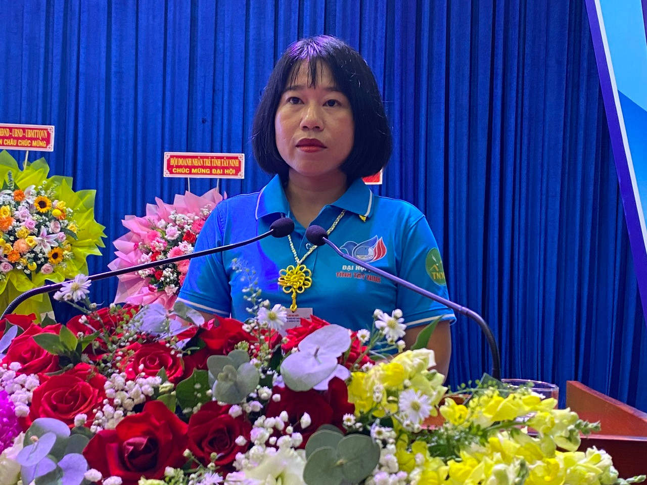 Chị Nguyễn Thị Trúc Mai - Phó Bí thư Thường trực Tỉnh Đoàn, Chủ tịch Hội LHTN Việt Nam tỉnh Tây Ninh khóa VII phát biểu tại đại hội. Ảnh: Tân Châu Chị Nguyễn Thị Trúc Mai - Phó Bí thư Thường trực Tỉnh Đoàn, Chủ tịch Hội LHTN Việt Nam tỉnh Tây Ninh khóa VII phát biểu tại đại hội. Ảnh: Tân Châu