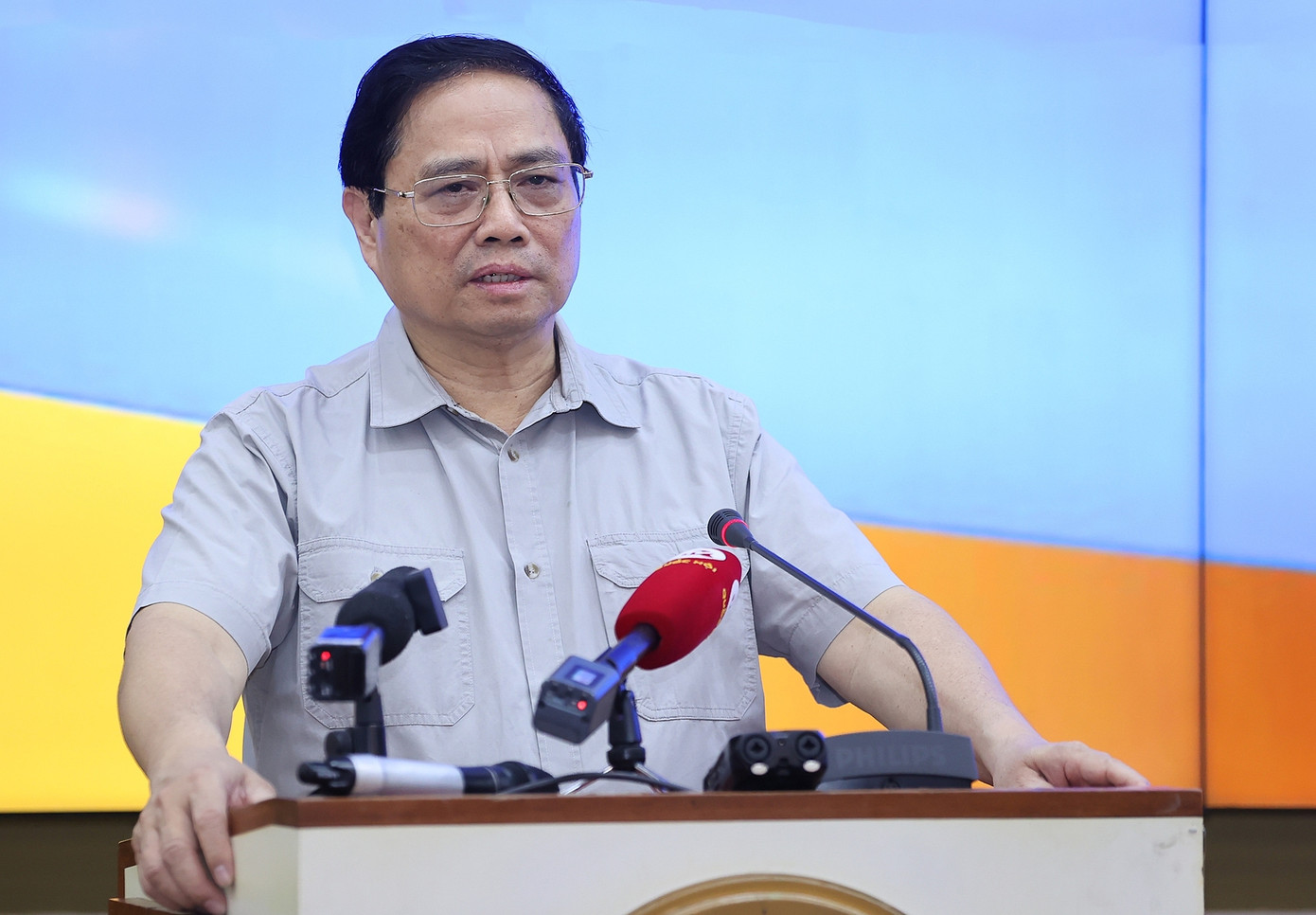 Thủ tướng Phạm Minh Chính phát biểu tại buổi làm việc với Ban Thường vụ Thành uỷ TP HCM sáng 16/4. Ảnh: VGP Thủ tướng Phạm Minh Chính phát biểu tại buổi làm việc với Ban Thường vụ Thành uỷ TP HCM sáng 16/4. Ảnh: VGP