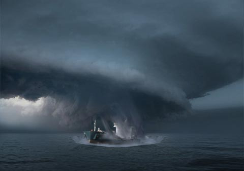 Các nhà khoa học cho rằng, nếu một con tàu lọt vào bùng nổ túi khí mêtan ở Tam giác Bermuda, nó có thể bị nuốt chửng tnhanh chóng mà không để lại dấu tích. Ảnh: unexplainedstuff.com