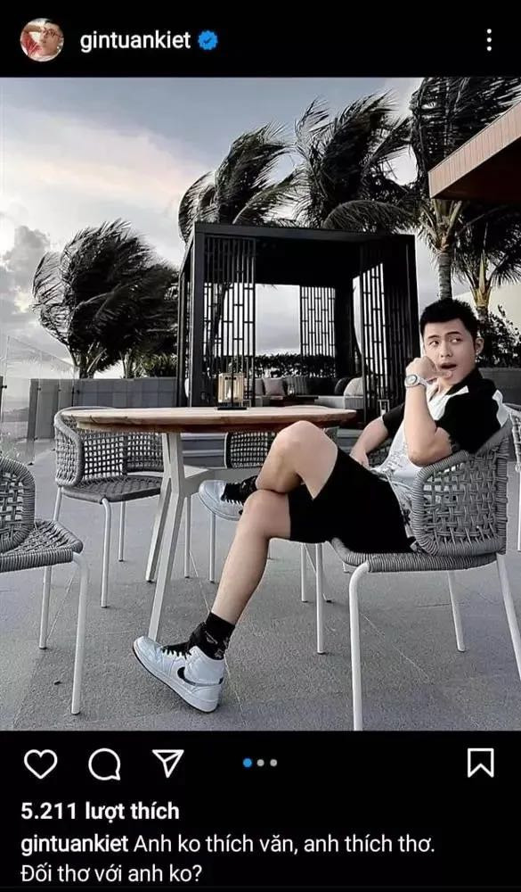 Gin Tuấn Kiệt không ngại thả thính bằng cách nhắc đến tên đối phương.