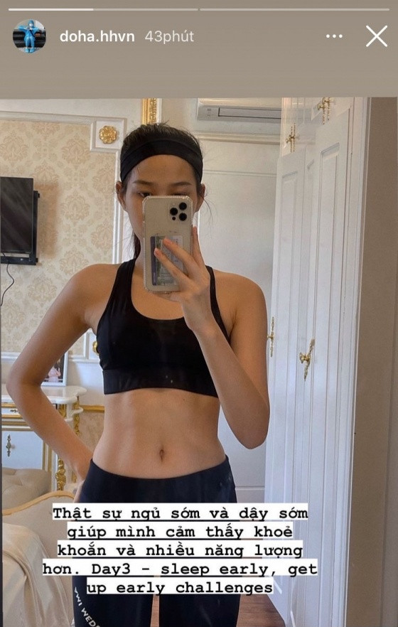 Dành thời gian chăm chỉ tập luyện mỗi ngày tại nhà, Đỗ Thị Hà gây bất ngờ với cơ bụng số 11.
