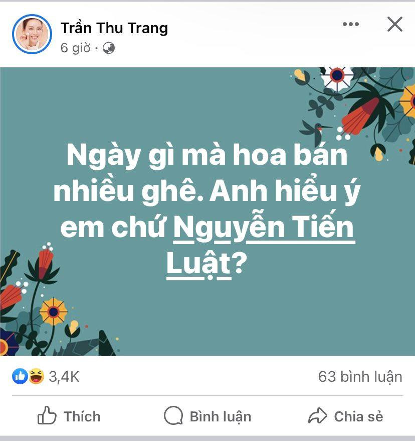 &quot;Hoa hậu làng hài&quot; Thu Trang trực tiếp nhắc một nửa của mìnhđể đòi quà.