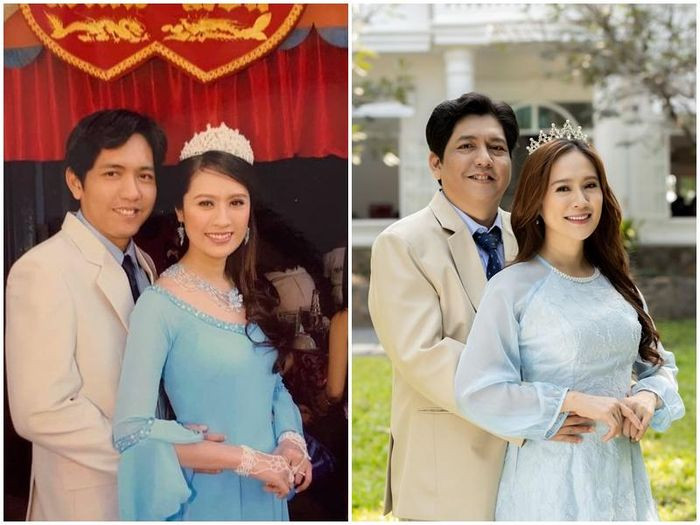 Đặc biệt, trước đó cặp đôi cũng tái hiện lại khoảnh khắc ảnh cưới ngày xưa.