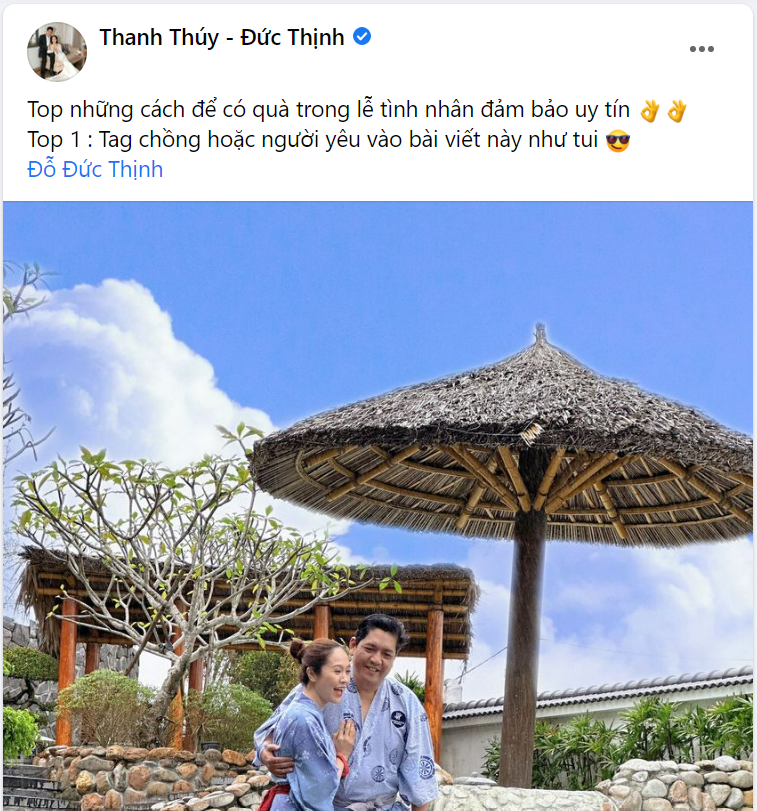 Diễn viên Thanh Thúy bật mí cách để được chồng tặng quà. Người hâm mộ đồng loạt bình luận: &quot;Cách này lạ quá anh Đức Thịnh nhỉ?&quot;.