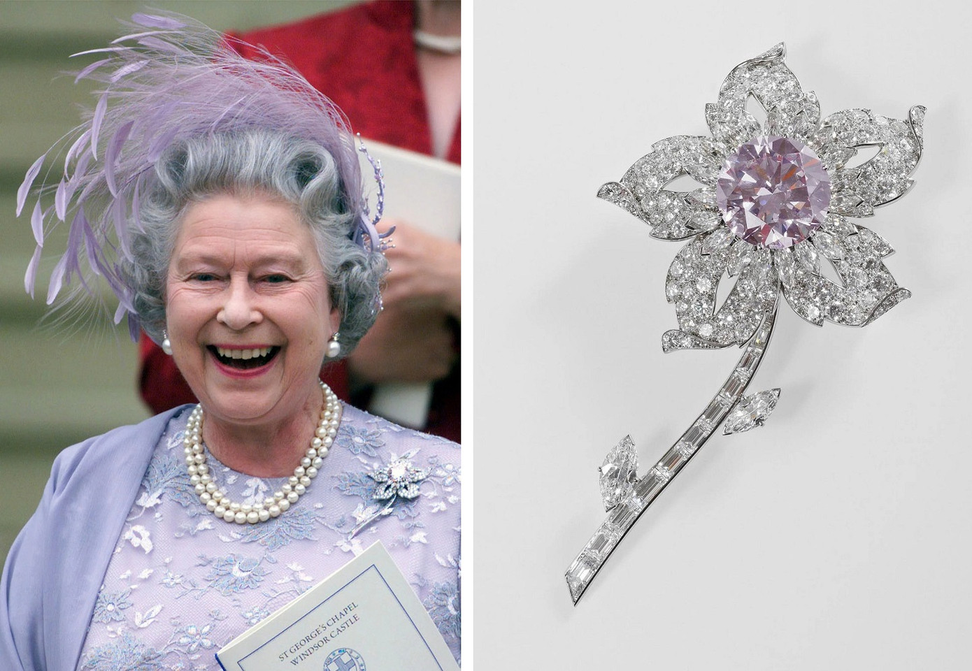 Trâm cài áo kim cương Cartier Williamson làm từ viên kim cương mà Nữ hoàng Elizabeth II được tặng nhân dịp kết hôn. Ảnh: AP. Trâm cài áo kim cương Cartier Williamson làm từ viên kim cương mà Nữ hoàng Elizabeth II được tặng nhân dịp kết hôn. Ảnh: AP.