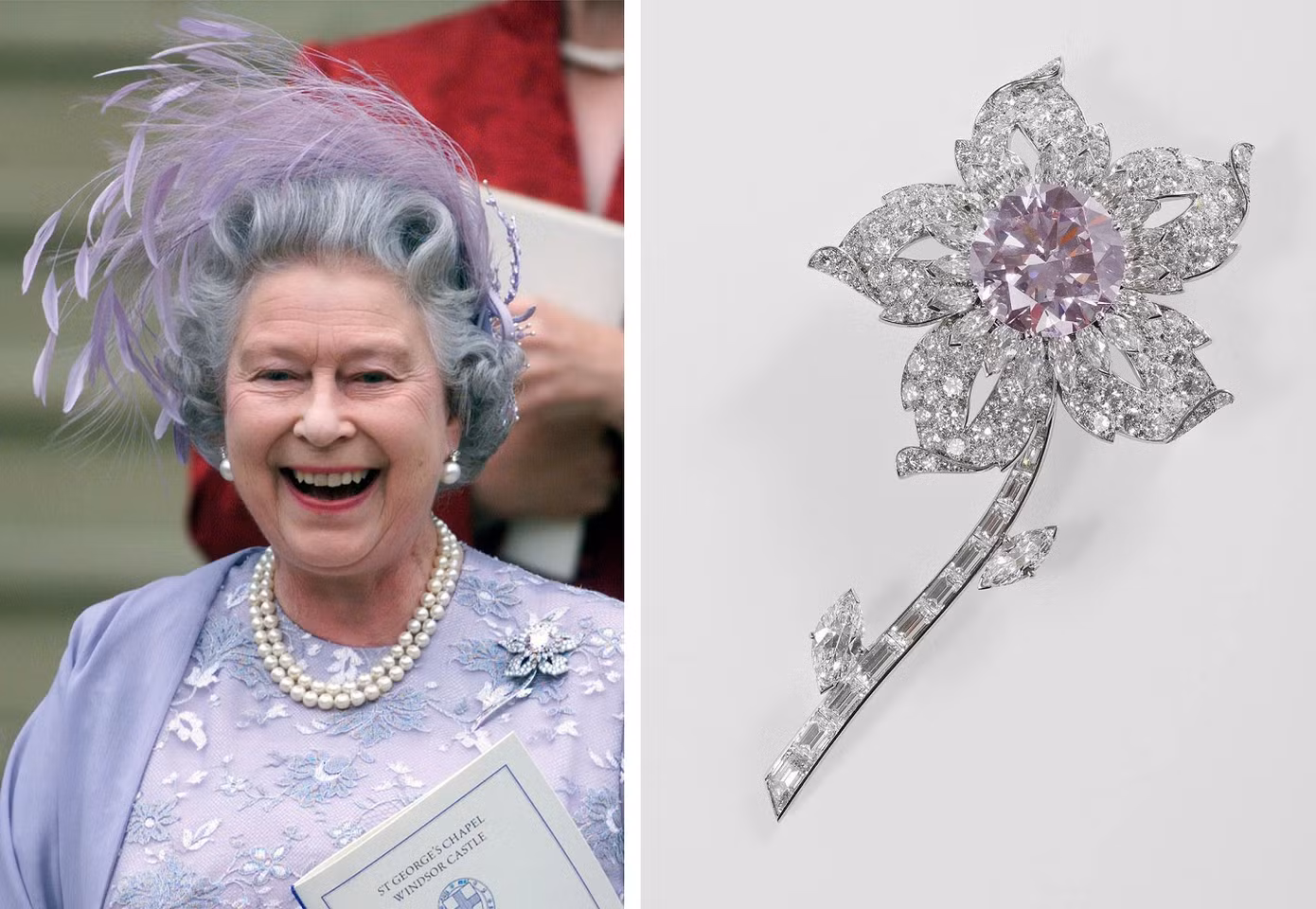 Trâm cài áo kim cương Cartier Williamson làm từ viên kim cương mà Nữ hoàng Elizabeth II được tặng nhân dịp kết hôn. Ảnh: AP.