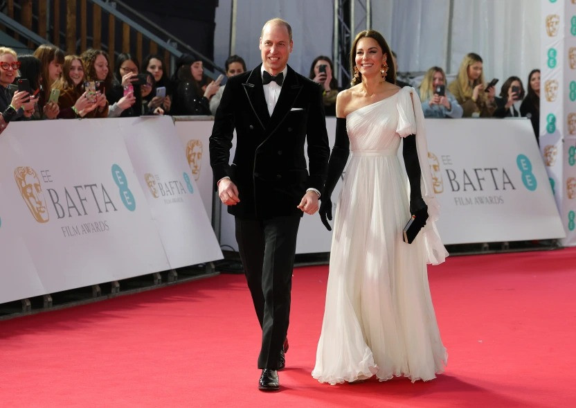 Tối 19/2, Hoàng tử William và Công nương Kate tham dự Lễ trao giải BAFTAs 2023 của Viện Hàn lâm Nghệ thuật Điện ảnh và Truyền hình Anh Quốc. Ảnh: Reuters.