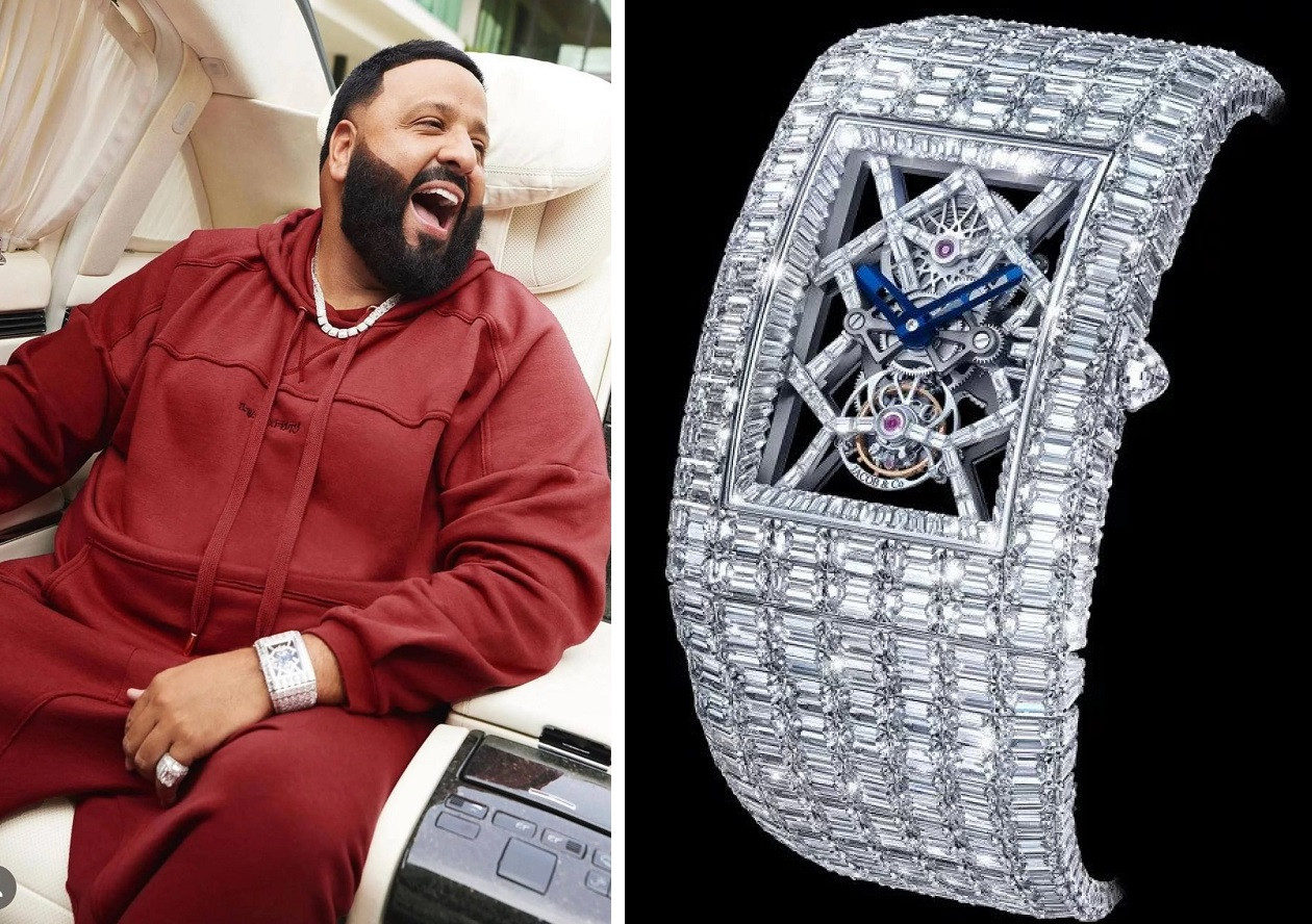 Đồng hồ của DJ Khaled đính tổng cộng 713 viên kim cương. Ảnh: IG/Jacob & Co. Đồng hồ của DJ Khaled đính tổng cộng 713 viên kim cương. Ảnh: IG/Jacob & Co.
