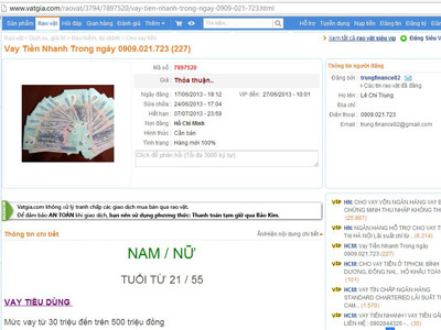 Nhan nhản những thông tin cho vay không tín chấp trên mạng