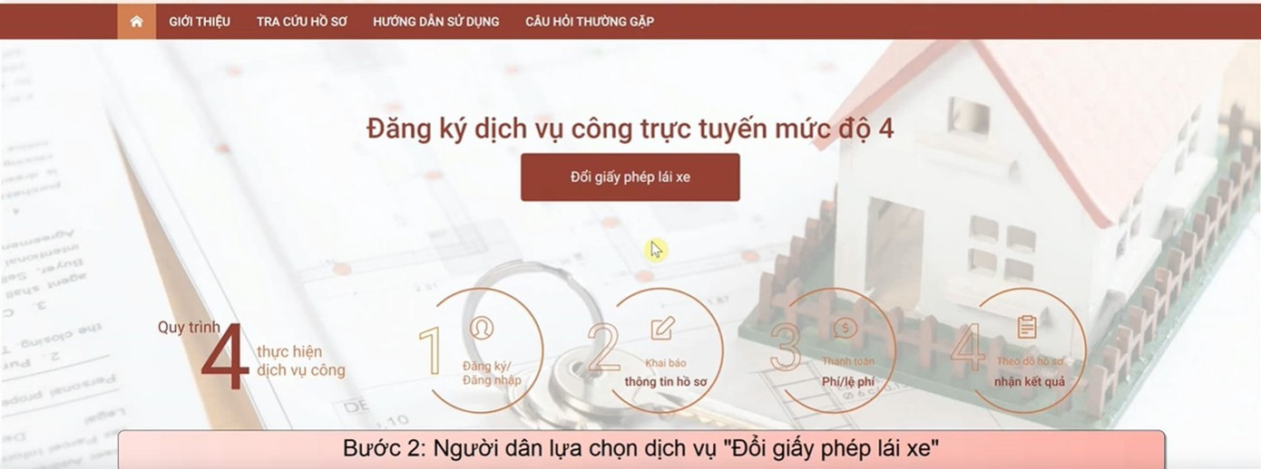 Các bước thực hiện đổi trực tuyến.
