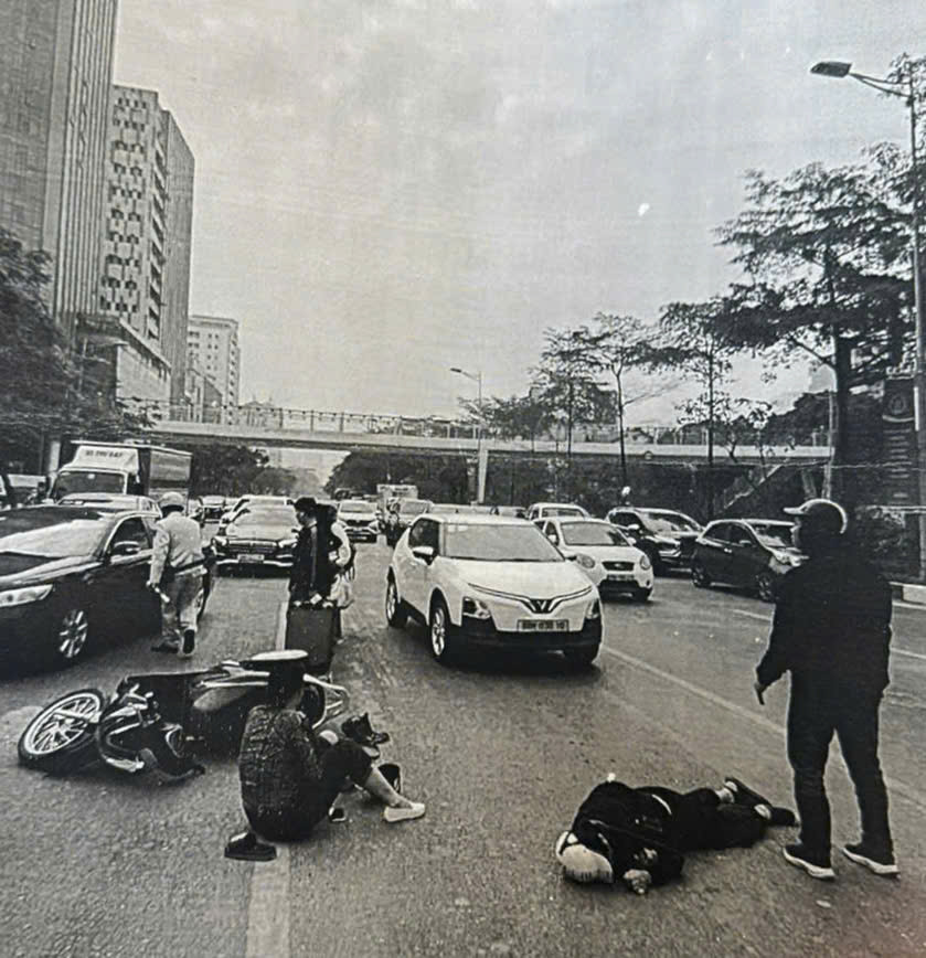 Hiện trường vụ tai nạn giao thông.