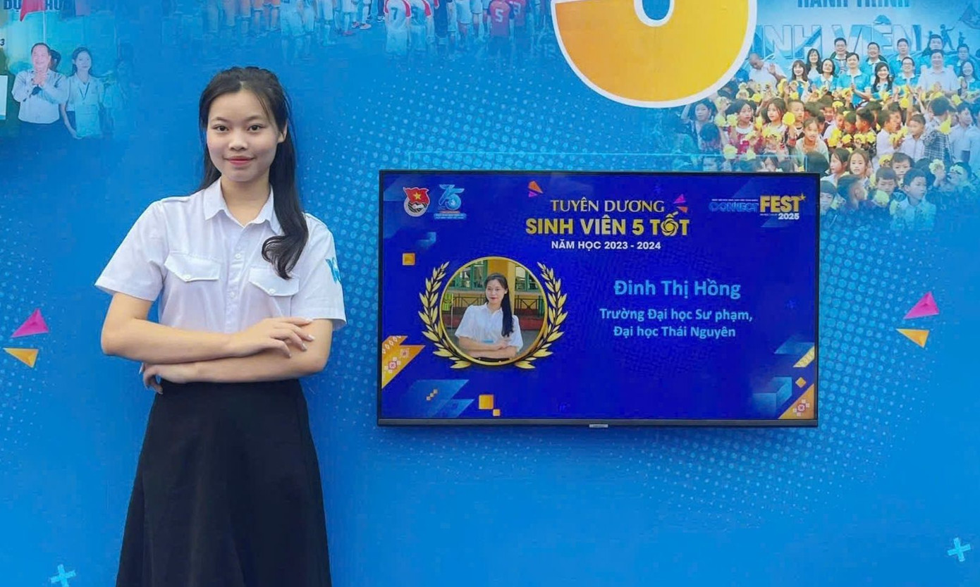 Đinh Thị Hồng - Phó Chủ tịch Hội Sinh viên Việt Nam trường Đại học Sư phạm - Đại học Thái Nguyên. Ảnh: NVCC Đinh Thị Hồng - Phó Chủ tịch Hội Sinh viên Việt Nam trường Đại học Sư phạm - Đại học Thái Nguyên. Ảnh: NVCC