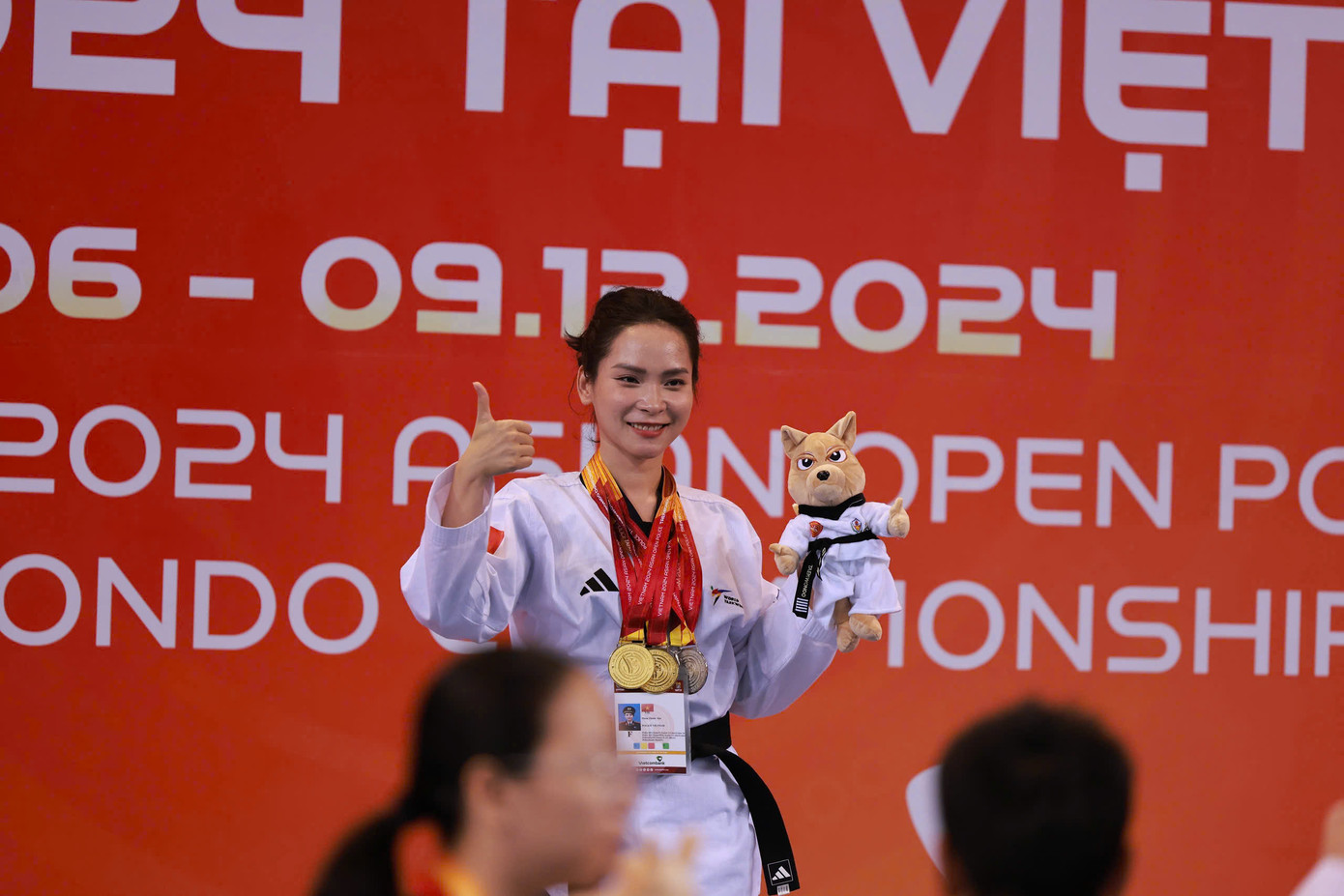 Thiếu tá Mai tại Giải Taekwondo Cảnh sát châu Á mở rộng năm 2024. Thiếu tá Mai tại Giải Taekwondo Cảnh sát châu Á mở rộng năm 2024.