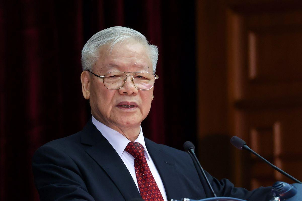 Tổng Bí thư Nguyễn Phú Trọng phát biểu khai mạc Hội nghị. (Ảnh Nhật Minh)