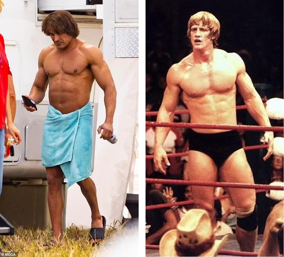 Trong The Iron Claw, Zac vào vai cựu vô địch đô vật thế giới Mỹ Kevin Von Erich, tên thật là Jack Adkisson. Phim xoay quanh gia đình Von Erich, những người đã tạo ra một "đế chế" có ảnh hưởng lớn đến môn thể thao đô vật vào những năm 1960 cho đến khi loạt bi kịch xảy ra. Kevin là người duy nhất còn sống trong số 6 người con của ông Fritz Von Erich. Vì nhiều nguyên nhân khác nhau, 5 người còn lại đều chết trẻ. Ảnh: Mega.