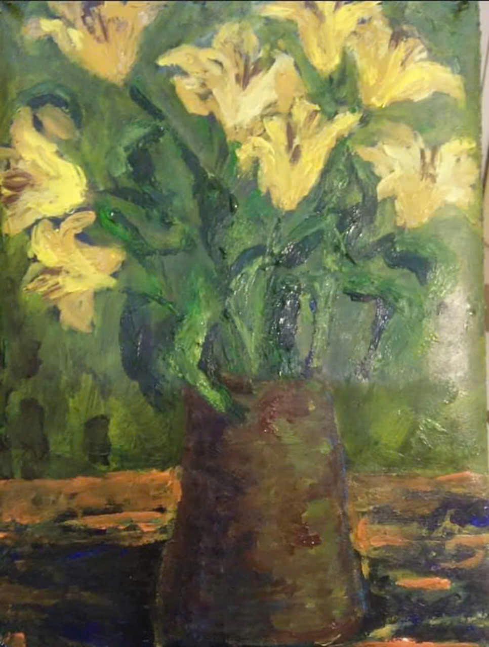 Tác phẩm Tĩnh vật 2 của họa sĩ Giáng Vân, chất liệu acrylic trên giấy bìa, kích thước 55x40 cm.