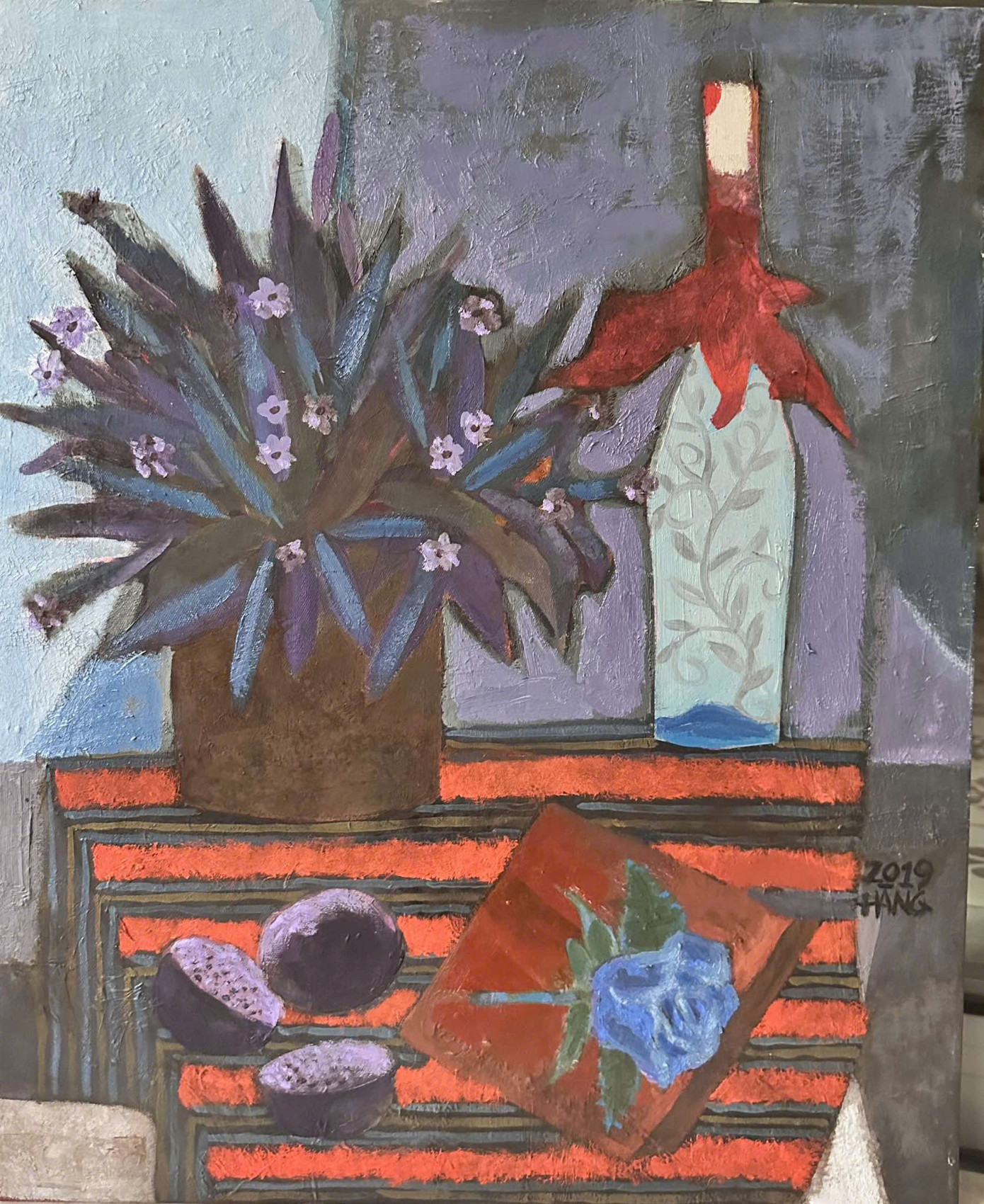 Tác phẩm Góc bình yên của họa sĩ Đỗ Thuý Hằng, chất liệu sơn dầu, kích thước 45x55 cm, sáng tác năm 2019.