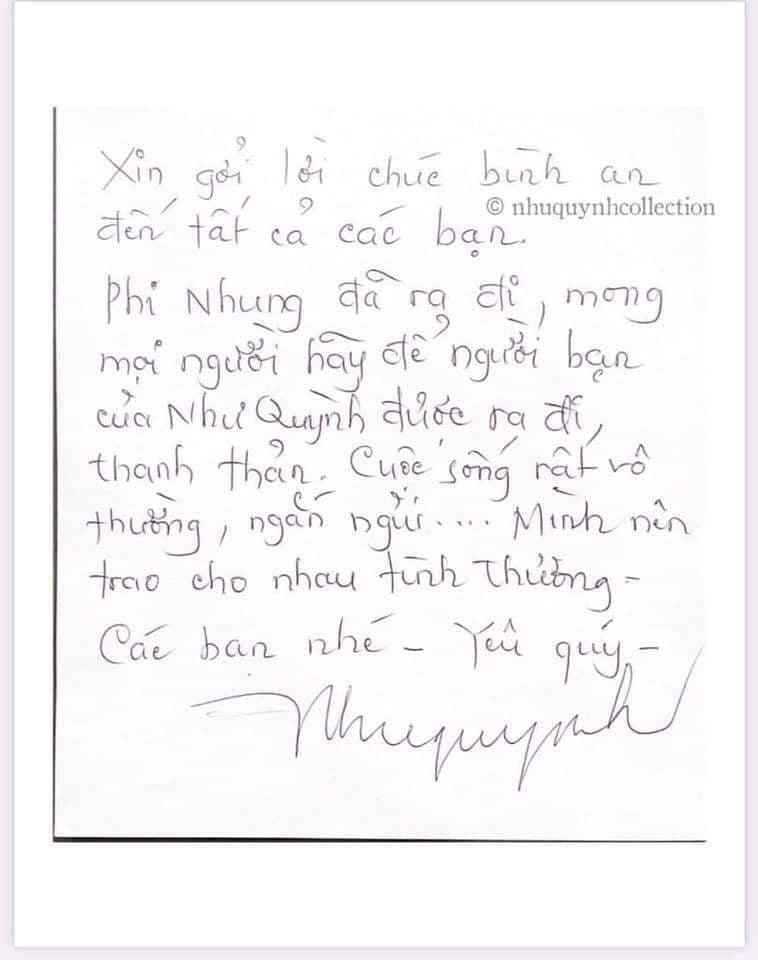 Khán giả trẻ yêu mến giọng hát Như Quỳnh truyền nhau lá thư tay này