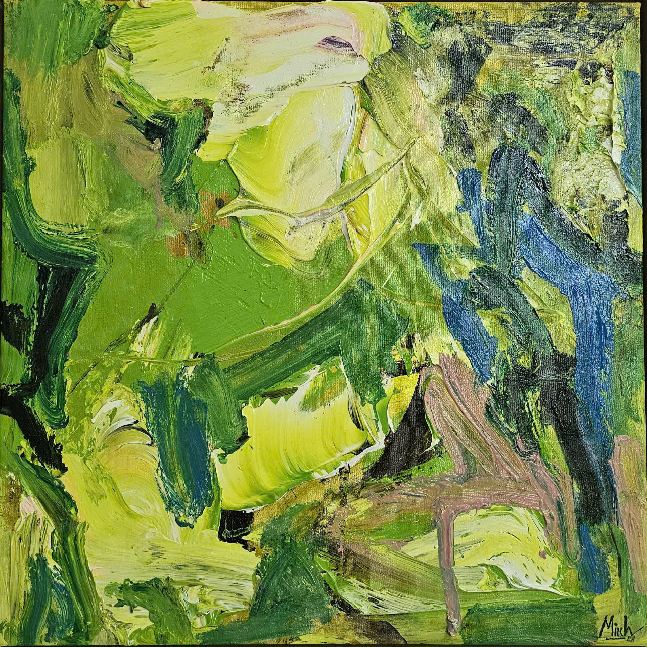 Tác phẩm Chuyển động 201 của họa sĩ Trần Hải Minh, chất liệu acrylic trên toan, kích thước 75x75 cm.