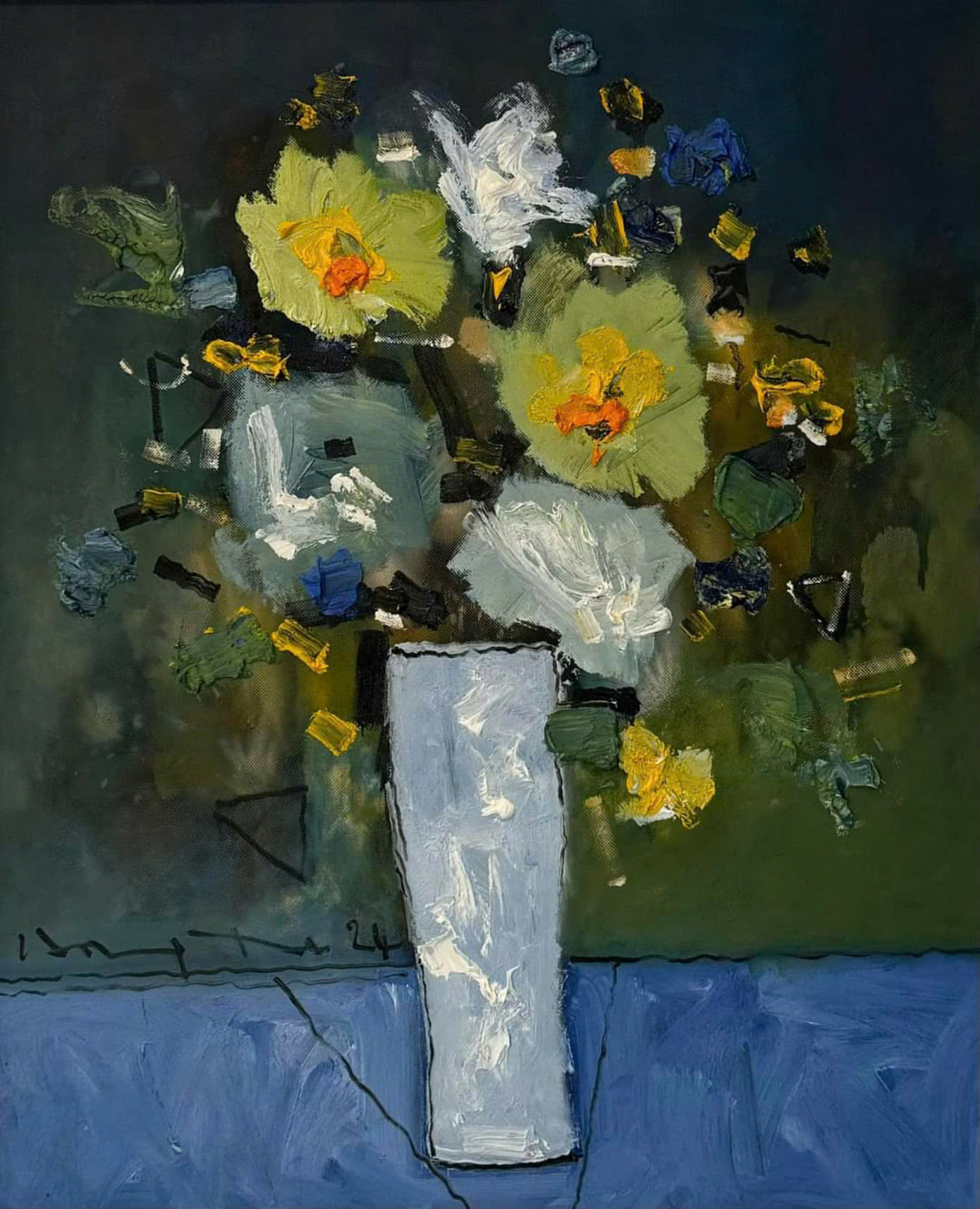 Tác phẩm Hoa của hoạ sĩ Trần Hồng Đức, chất liệu sơn dầu, kích thước 50x60 cm.