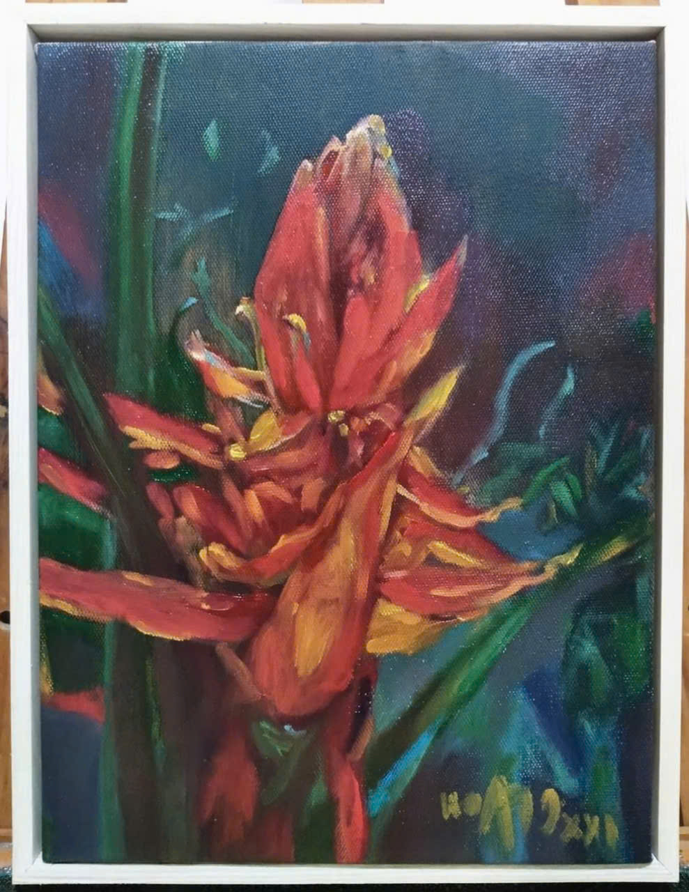 Tác phẩm Hoa của họa sĩ Lê Anh Hoài, chất liệu sơn dầu, kích thước 30x40 cm.