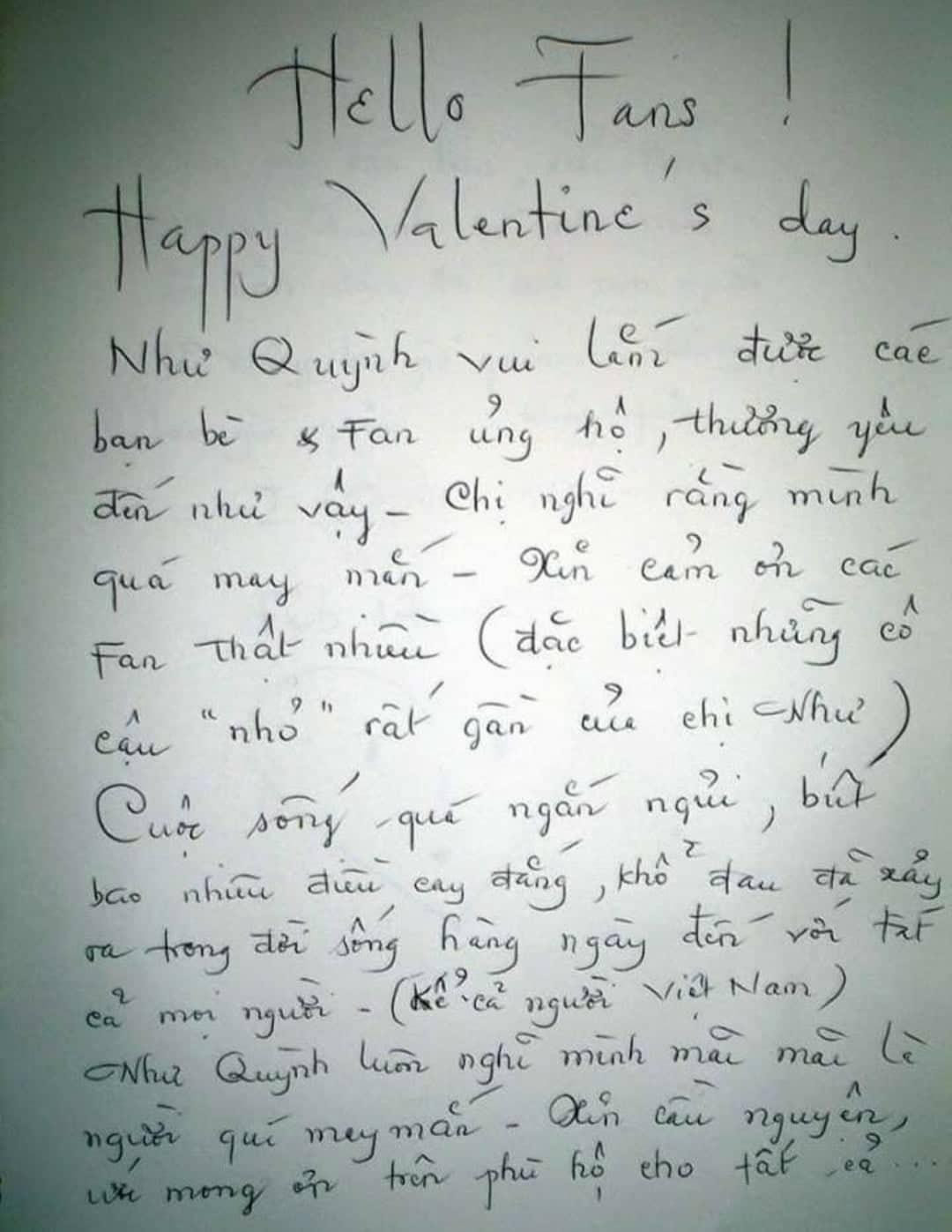 Một lá thư khác của Như Quỳnh được fan nâng niu