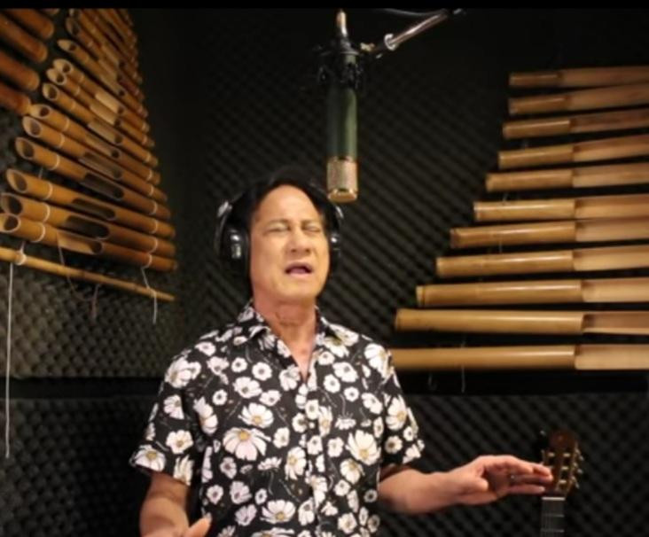 Chế Linh hát "Thành phố buồn 2" trên kênh YouTube của mình (Ảnh: Chụp từ màn hình)