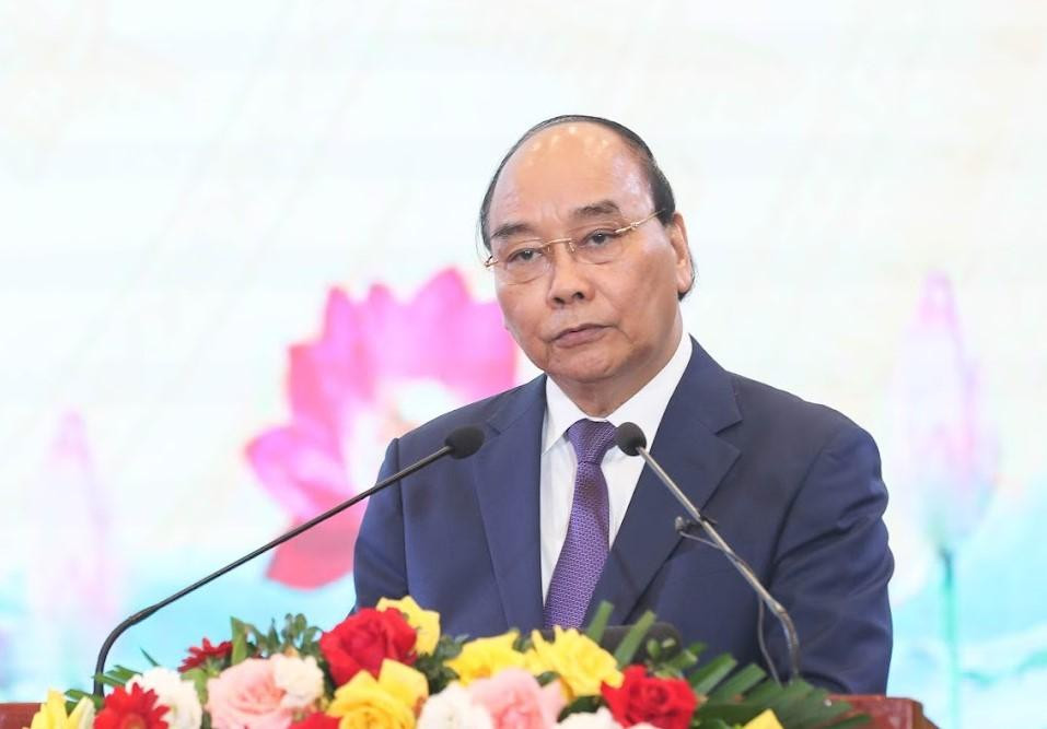 Chủ tịch nước Nguyễn Xuân Phúc phát biểu tại Hội nghị. Ảnh: QV