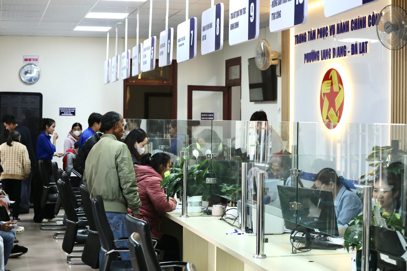 Theo phóng viên ghi nhận, từ sáng sớm 9/7, tại phường Lang Biang - Đà Lạt đã có hàng trăm người dân tới làm thủ tục. Trong khi đó, các ĐVTN tình nguyện đã sẵn sàng, túc trực tại các địa điểm để hỗ trợ người dân.