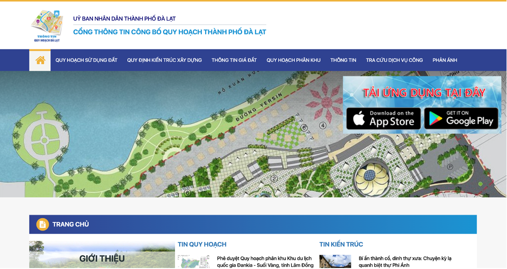 Trang Website cung cấp thông tin và tra cứu về xây dựng TP Đà Lạt. Trang Website cung cấp thông tin và tra cứu về xây dựng TP Đà Lạt.
