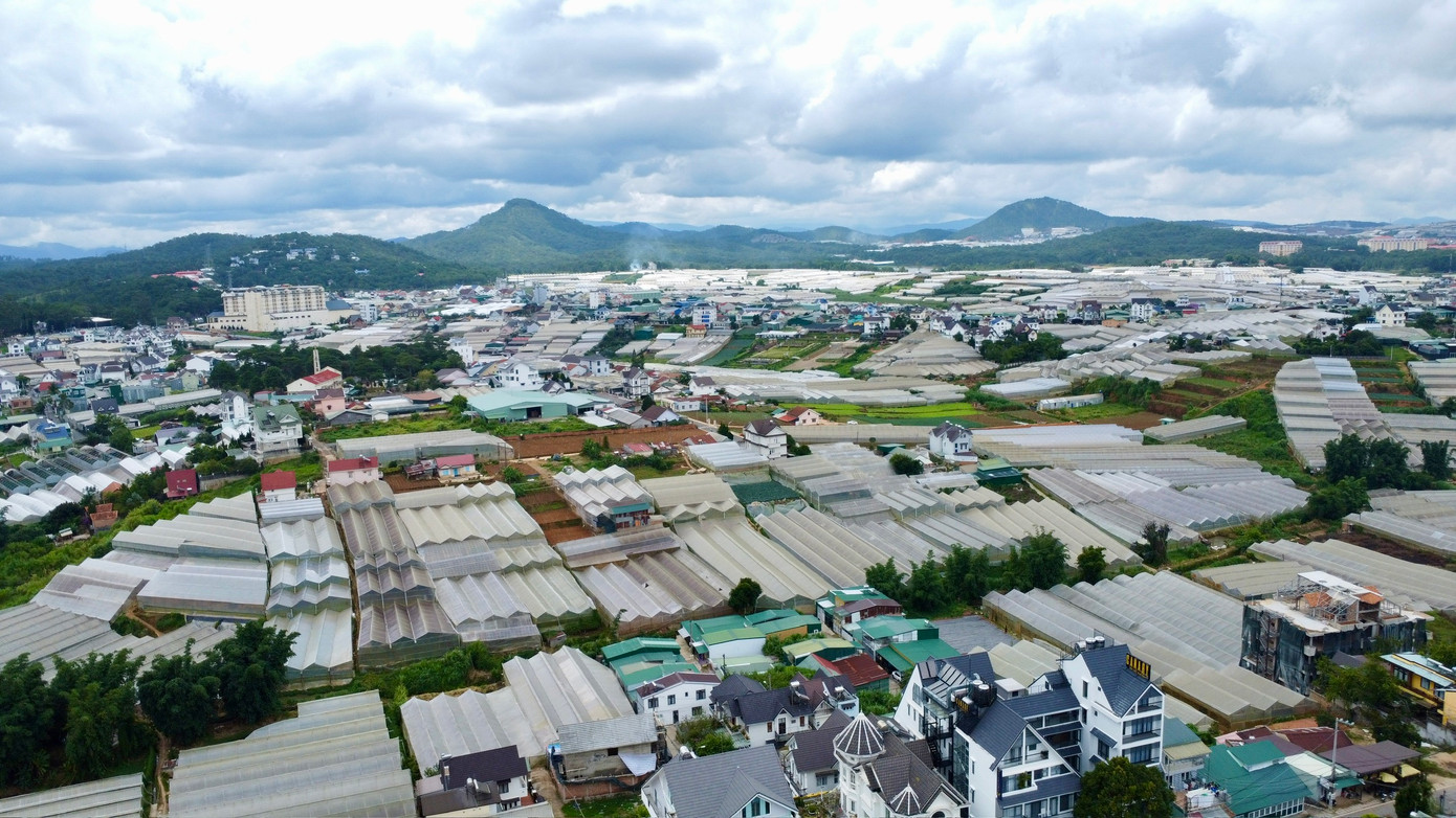 Một góc phường 8, TP Đà Lạt nhìn từ trên cao.