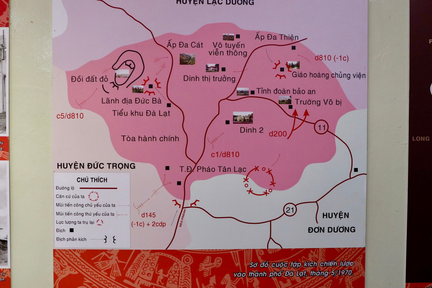 Sơ đồ cuộc tập kích chiến lược vào thành phố Đà Lạt, tháng 5/1970.