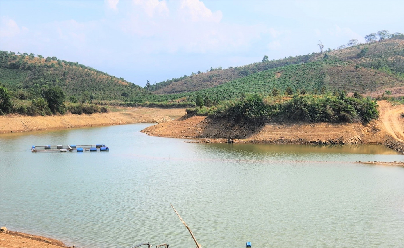 Hồ thuỷ lợi Đắk Ka - nơi xảy ra sự việc.