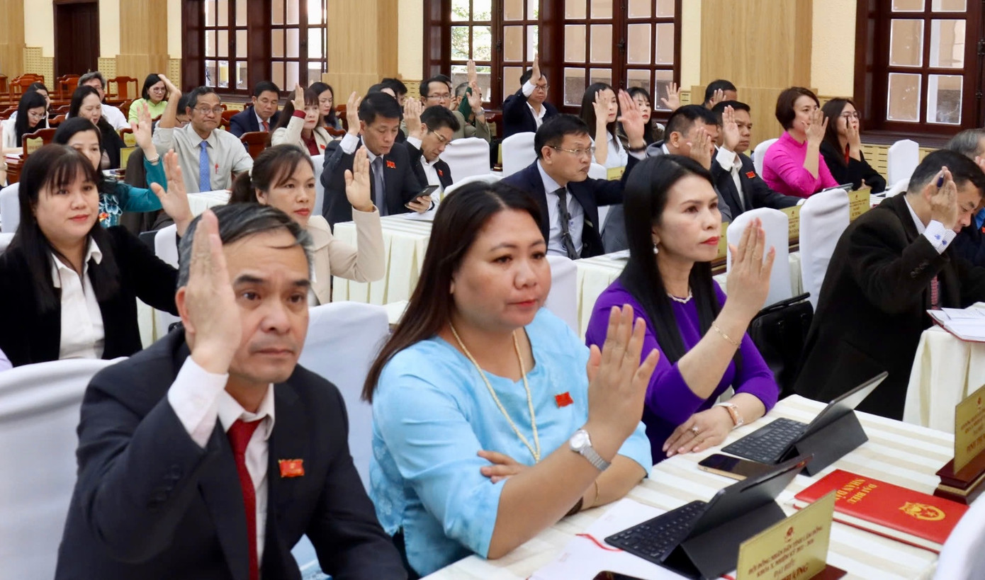 Các đại biểu biểu quyết thông qua các nghị quyết.