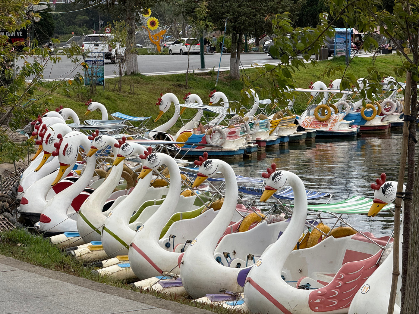 Hiện gần 100 thuyền đạp vịt xuống cấp, trơ trọi ngoài trời chờ cấp phép.