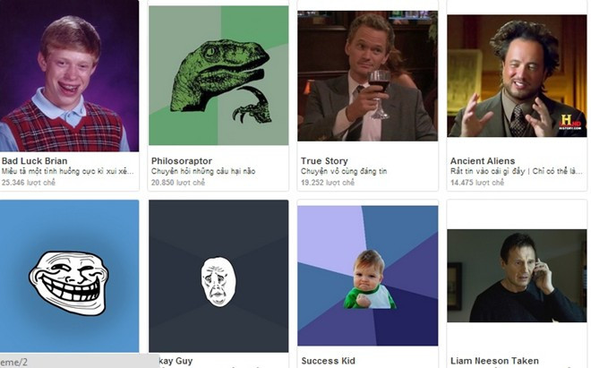 Trên các website chế đều có sẵn "nguyên liệu" cho thành viên tham gia chế. Trên các website chế đều có sẵn