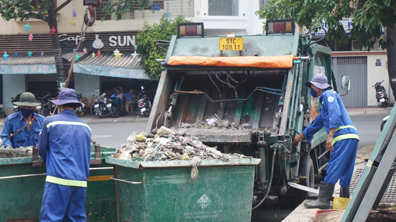 Xác cá vớt đưa lên bờ mang đi xử lý tránh gây ô nhiễm.