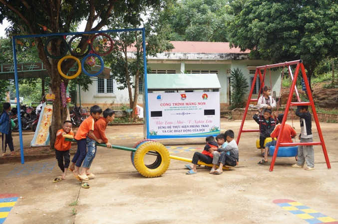 Các em Trường TH Đăk Trăm (xã Đăk Trăm) vui vẻ thử trò chơi. Các em Trường TH Đăk Trăm (xã Đăk Trăm) vui vẻ thử trò chơi.