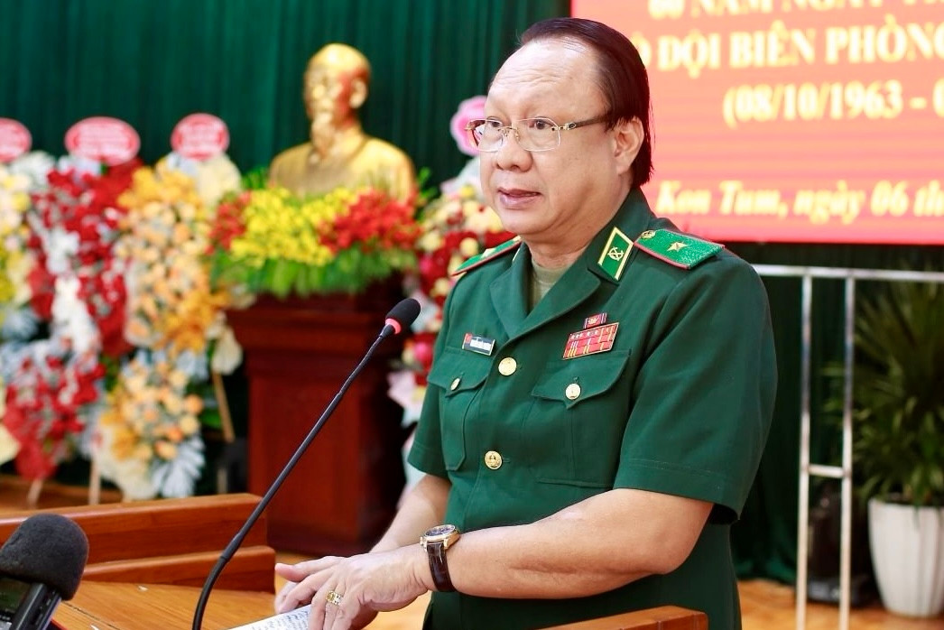 Thiếu tướng Nguyễn Hoài Phương - Phó Tư lệnh Bộ đội Biên phòng phát biểu tại buổi lễ.