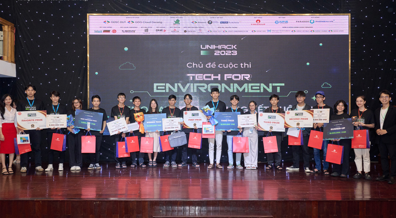 BTC trao giải cho các nhóm sinh viên đạt giải.