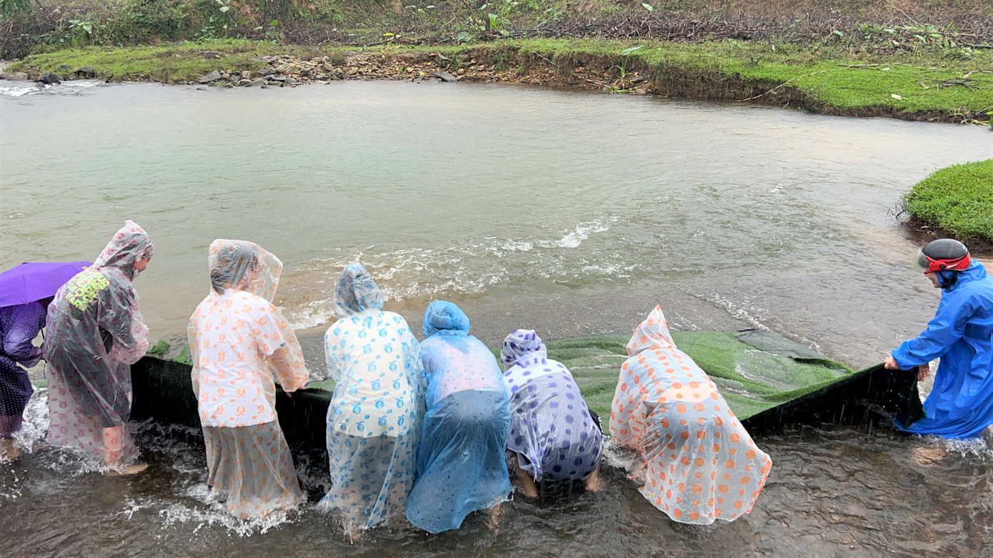 Đội mưa giặt thảm giúp trường tiểu học Đội mưa giặt thảm giúp trường tiểu học