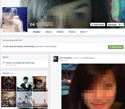 Gái mại dâm kiêm má mì Đỗ Thị Huyền tự giới thiệu hình ảnh trên mạng xã hội facebook