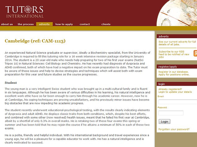 Thông tin tuyển gia sư của cậu sinh viên giàu có