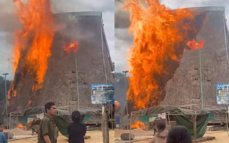 Đám cháy bùng lên dữ dội khiến công tác dập lửa gặp khó khăn