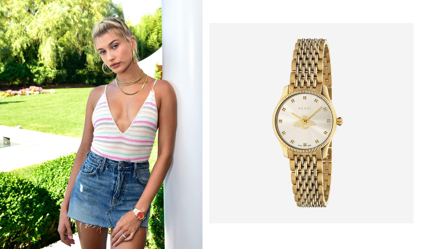 Hailey chọn đồng hồ màu vàng vì cô nàng rất ít khi đeo đồ bạc. Hailey chọn đồng hồ màu vàng vì cô nàng rất ít khi đeo đồ bạc.