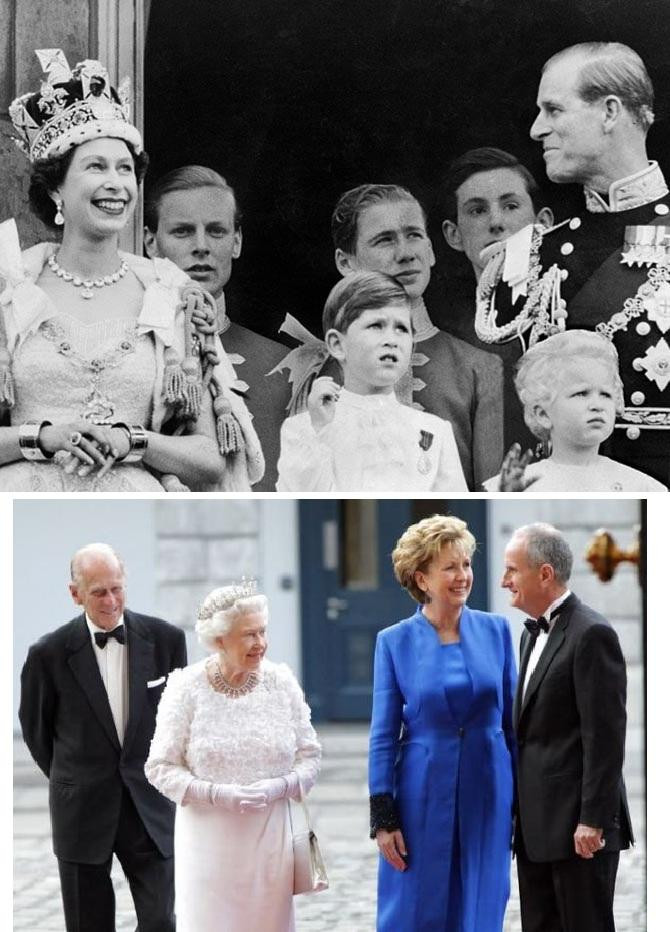 Nụ cười hấp háy quen thuộc của Hoàng thân Philip mỗi khi đứng sau vợ luôn là một combo chấp nhận, tự hào xen lẫn với sự hóm hỉnh đặc trưng của ông. Nụ cười hấp háy quen thuộc của Hoàng thân Philip mỗi khi đứng sau vợ luôn là một combo chấp nhận, tự hào xen lẫn với sự hóm hỉnh đặc trưng của ông.