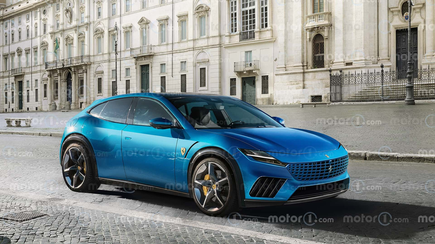 Một bản phác thảo dự đoán thiết kế của xe điện Ferrari Elettrica. Ảnh: Motor1