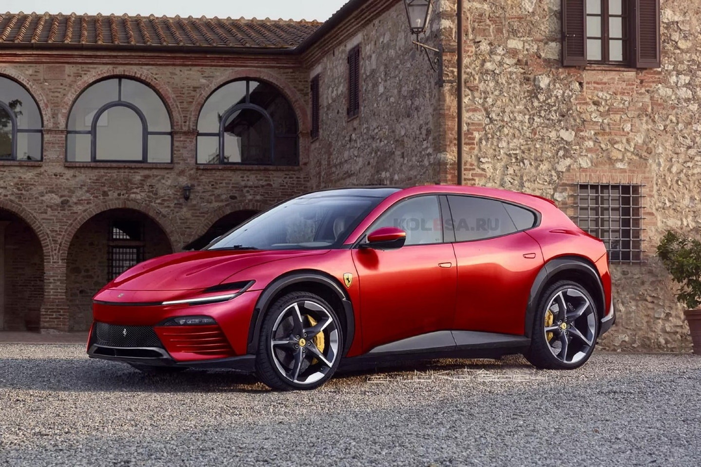 Một bản phác thảo dự đoán thiết kế của xe điện Ferrari. Ảnh: Kolesa