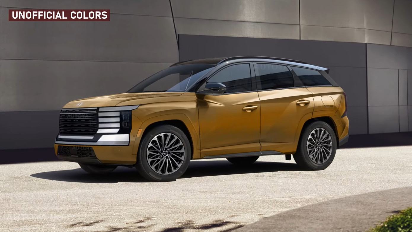 Bản dựng dự đoán thiết kế của Hyundai Tucson thế hệ mới theo phong cách của Palisade. Ảnh: AutoYa